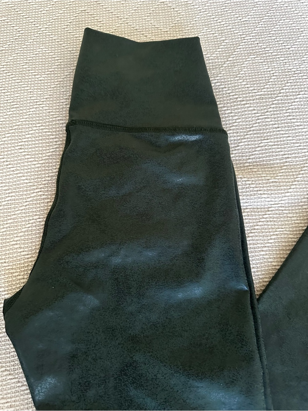Aerie crossover leather like metallic green leggings